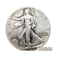 Arts And Crafts Us 1943 Walking Liberty Half Dollar Craft Sier Plated Copy Coin Brass Ornaments Home Decoration Accessories Drop Del Dhljn
