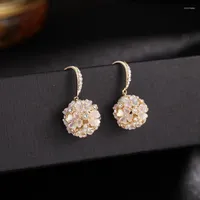 Dangle Earrings Arrival Hoop For Women Zirconia Flower Ball Drop Earring Elegant Round Fashion Decoration Jewellery 2023