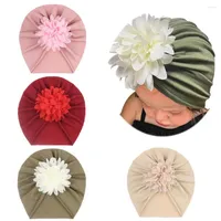 Hats Lovely Flower Baby Girls Hat Warm Children Turban Headband Soft Cotton Born Bonnet Cap Beanie Headwear Accessories