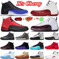 Box Jordens 12s Cherry Men Basketball Shoes Jumpman 12 Mens 트레이너 A Ma Maniere 블랙 택시 독감 게임 하이퍼 로얄 플레이 오프 체육관 레드 스텔스 스포츠 운동화