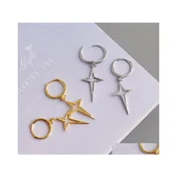 Dangle Chandelier Unisex Hoop Earrings Punk Metal Jewelry Brincos Sier Color Geometric Cross Pendant Exaggerate Design Drop Deliver Dhq0P