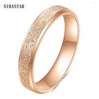 Wedding Rings Rose Gold Color Scrub Ring For Women Stainless Steel Simple Frosted 3mm Width Fashion Jewelry Gift Girl Lady
