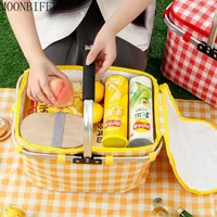 Dinnerware Sets Camping Picnic Basket Waterproof Outdoor Bag Autumn Travel Oxford Cloth