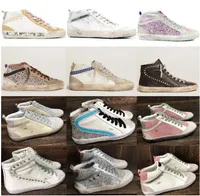 Designer shoes newly released Italian brand shoes gold slip star high-top sneakers women&#039;s shoes fashion pink gold sequins classic leopard white old dirty shoes.