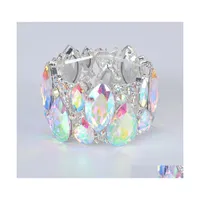 Bangle Fashion Marquise Crystal Cuff Bracelets S Big Stretch For Women Wedding Bridal Bracelet Jewelry Gift Girls 221102 Drop Deliver Dhl4J