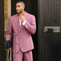 Men's Suits 2023 Designer Men's Suit With Belt Prom Slim Fit Tuxedo Wedding Groomsmen Blazer 2 Pieces (Jacket Pants) Costume Homme
