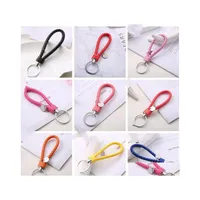 Party Favor Pu Leather Braided Woven Keychain Fit Diy Circle Pendant Key Chains Holder Rope Rings Car Keyrings Jewelry Accessories I Dh4Sz