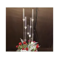 Party Decoration Flowers Vase 8 Heads Candle Holders Backdrops Acrylic Tall Candelabra Candlestick Wedding Table Centerpiece Flower Dhdm1
