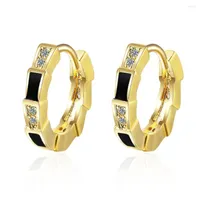 Hoop Earrings 2023 Real 925 Sterling Silver Earring 18K Gold Round Zircon For Women Wedding Party Fine Jewelry DF056