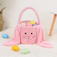 DIY Flannel Bunny Bucket Bag bagkets Egg Hunt Handbag 3D Rabbit Ears Tote Personalized Formes Happy Easter Fast