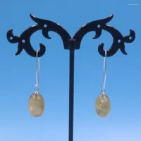 Dangle Earrings Pure 925 Sterling Silver Earring 36X10mm Water Dorp Oval Colourful Crystal Ear Hook
