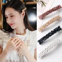 Hair Accessories Sweet Color Crystal Spring Clips Pins Handmade Beads Barrettes For Women Girl Fashion Simple Headwear