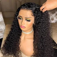 Remy Human Hair Deep Wave Curly 13x4 Lace Front Wigs 8-30 Inches Natrual Color Brazilian For Women Frontal Afro Water Wig