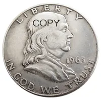 미국 1963pd Franklin Half 달러 공예 실버 도금 사본 동전 황동 장식품 가정 장식 액세서리