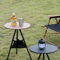 Camp Furniture Outdoor Folding Round Table Aluminum Alloy Liftable Portable Dining Coffee Camping Self-driving Three-legged