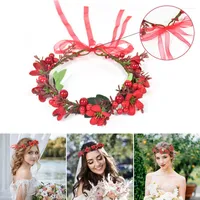 Decorative Flowers 1pcs Christmas Wreath Headdress Wedding Party Bridal Hair Ornament Red Foam Berry Simulation Plant Year Children Gifts