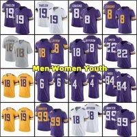 Jerseys de football hommes femmes jeunes Minnesota''Vikings''Jersey 19 Adam Thielen 8 Kirk Cousins ​​18 Justin Jefferson 33 Dalvin Cook Z2xy V6ia #