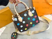 LVS Bag 23SS YK x Dots OnTheGo PM Tote Bag M46380 Yayoi Kusama Colorful 3D Painted Dots print Leather Shoulder Bag Mini Handle Bag On The Go Mini