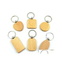 Party Favor Personalized Engraved Keychain Customize Cute Blank Wooden Keychains Carving Diy Rec Square Round Heart Shape Lxl934 Dro Dhnsy