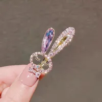 Wholesale Mini Hair Pins for Children Girls Lovely Rabbit Crystal Hair Clips Side Fesitval Party Hairs Accessories
