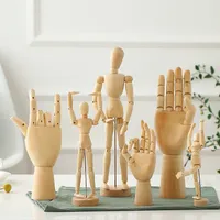 Decorative Objects Figurines Wooden Hand Rotatable Joint Model Drawing Sketch Mannequin Miniatures Office Home Desktop Room Decoration 230131