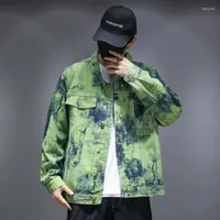 Men's Jackets High Quality Autumn And Winter Loose Men's Brand Fashion Versatile Denim Jacket Youth Top Coat Tie Dyed Green