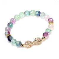 Braceletas Charmet Colorido Fluorita Natural Gemstone Crystal Reiki Women Jewelry Regalo al por mayor para lujo