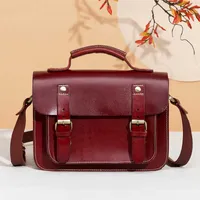 2023 New Women 's Bag Leather Fashion Postman's Tree Cream Top Layer Cowhide Big Hand Bill of Lading Shoulder