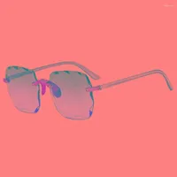 Sunglasses Square Women Classic Vintage Rimless Gradient Sun Glasses Shades Cutting Lens Ladies Fashion Frameless Eyeglasses