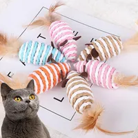 Cat Toys False Mouse With Feather Tail Toy Built In Gravel Multi-color Pet Supplies For Relieve Stress Anxiety