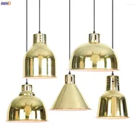 Pendant Lamps IWHD American Country Gold Lights Dinning Living Room Light Loft Industrial Decor Vintage Lamp Hanglamp LED Luminaria