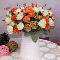 Decorative Flowers 32cm 1 Bouquet 21 Heads Artificial Simulation Roses For Home Decor DIY Wedding Decoration Fake Plants