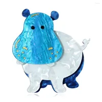 Brooches CINDY XIANG Acrylic Hippo For Women Cute Wild Animal Pin Suit Sweater Accessories Fashion Party Decorations