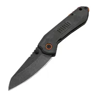 Ex-factory Price CK6280 Pocket Folding Knife 8Cr13Mov Black Stone Wash Blade Carbon Fiber & Stainless Steel Handle Outdoor Camping Hiking Survival Knives