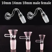 Cheapest best quality Glass Oil Burner Pipe 10mm 14mm 18mm Male Female Clear Thick Pyrex Oil Burner Water Pipes for Rigs Bongs 30mm Bubbler