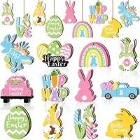 Easter Party Ornament 24Pcs/set Wooden Spring Event Tree Hanging Pendant Bunny Rabbit Eggs Gnomes Home Yard Decoration