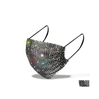 Party Masks Designer Face Mask Fashion Women Facemask With Drill Sun Protection Bling Summer Decoration Rhinestonemask Wq500Wll Drop Dhbzu