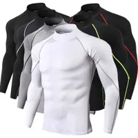 Men's T-Shirts Men Bodybuilding Sport T-shirt Quick Dry Running Shirt Long Sleeve Compression Top Gym T Shirt Men Fitness Tight Rashgard 230130