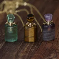Pendant Necklaces Yachu Natural Stone Perfume Bottle Amethyst Making DIY Trendy Accessories Jewelry Size 15x35mm Gift