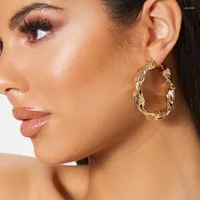 Hoop Earrings 2023 Punk Alloy 50mm For Women Twist Thick Metal Boho Statement Big Fashion Jewelry Wholesale Gift