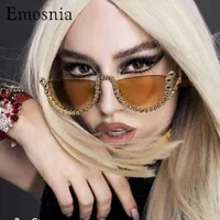 Emosnia Women Diamond Luxury Sunglasses New Brand Designer Semi-rimless Sun Glassses Fashion Shades Uv400 Vintage Eyewear 230131