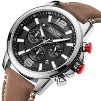 Wristwatches Watch Men Waterproof Chronograph Military Male Clock Top Genuine Leather Business Man Sport Wristwatch