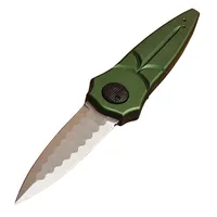 Ex-factory Price G2303 Folding Knife D2 Spear Point Blade Green Aviation Aluminum Handle Outdoor Camping Hiking Fishing Pocket Folder Knives with Nylon Bag
