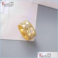 Band Rings Jewelry Plated Kaleidoscope Mens Diamond Ring Men Sliver Womens Minority Gold Design Sense Of Fashion Simple Rose Clover Dhiwz