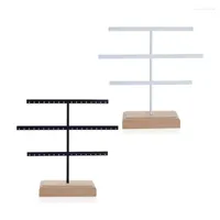 Jewelry Pouches 2 Pcs Earring Storage Rack 3-Layer 52-Hole Box Hanger Necklace Display Stand Black White