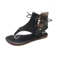 Sandals Flip Flop Shoes Women Summer Ankle Flat 2023 Bandage Vintage Shoe For