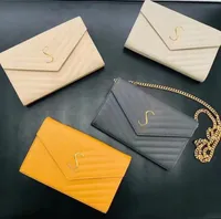 Con el sobre original de la caja Bag Woc Woc Wom Women's YSLS Hand Bag Satchel Tote Genuine Leater Tote Bolsas de diseño de lujo de lujo Bolsas de la cadena de metal de oro de la hombro