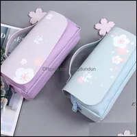 Party Favor Pencil Bag Pu Leather Pen Case Kawaii Stationery Rer Pouch For School Girl Sweet Eraser Holder Gift Box Flowers Storage Otwib