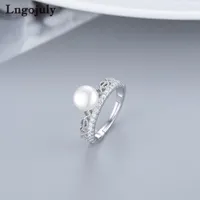 Cluster Rings Fine Jewelry 925 Sterling Silver Adjustable Pearl Crow Ring For Women Girl Anniversary Wedding Party Gifts