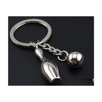 Keychains Lanyards Mini Bowling Key Ring High Quality Souvenir Metal Keychain Creative Charm Ball Keyring Keyfobs Car Pendant Part Dhlmv